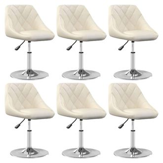 vidaXL Vidaxl Sedie Da Pranzo Girevoli 6 Pz Crema In Velluto