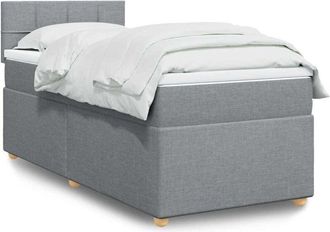 vidaXL Cama Box Spring Con Colch&oacute;n Tela Gris Claro 80x200 Cm Vidaxl