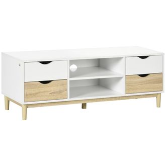 HOMCOM Mueble de tv 120x40x44.5 cm blanco y roble