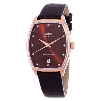 Mido Baroncelli Automatic Diamond Brown Dial Ladies Watch M0413073629600