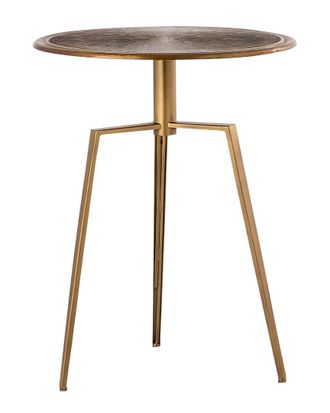 Pasargad Home Delos Iron Antique Brass Finish Round Side Table