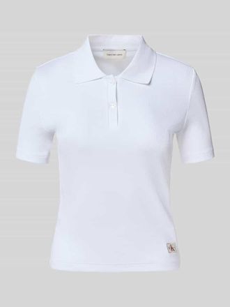 Calvin Klein Jeans Slim Fit Poloshirt mit Label-Detail in Weiss, Größe XL