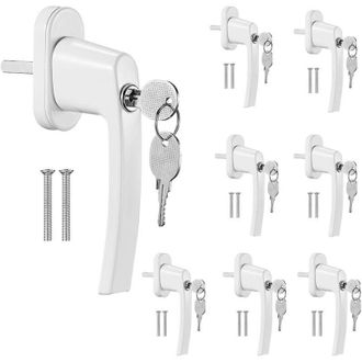 OEM Manillas De Ventana Con Cerradura, 8 Piezas - Varilla De Aluminio De 35 Mm - Seguridad Infantil - Con Llave Maestra (16 Unidades)