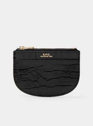 A.P.C. Womens Half-moon croc-skin card holder