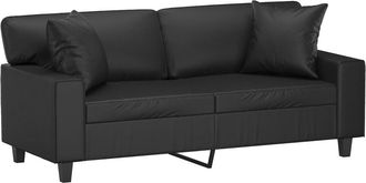 vidaXL Vidaxl - Sof&aacute; De 2 Plazas Con Cojines Cuero Sint&eacute;tico Negro 140 Cm