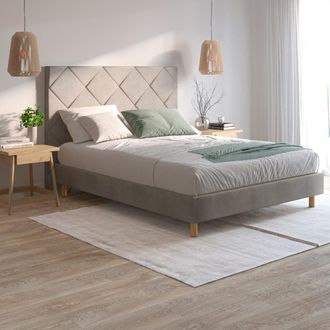 Colch&oacute;n Morfeo Base tapizada alta gris con patas, 90x190 cm, 30 cm de alto