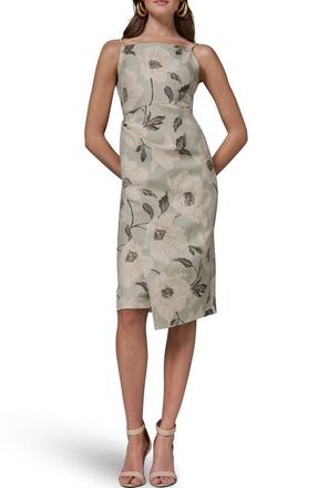 DKNY Metallic Floral Jacquard Sheath Dress in Agave Multi at Nordstrom, Size 16