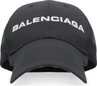 Balenciaga Mens Logo Baseball Cap Black Polyester Hat