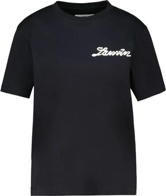 Lanvin T-shirt met klein logo - Dames - T-shirts - Zwart - L - Katoen - Tops