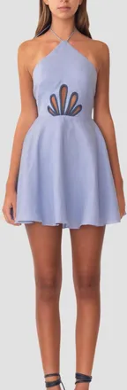 Azulu Perlia Halter Mini Dress In Hortensia Blue