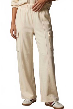 Q2 Wide Leg Cargo Trousers In Cream