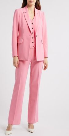 Anne Klein One-Button Stretch Knit Blazer in Pink Dahlia at Nordstrom, Size 4