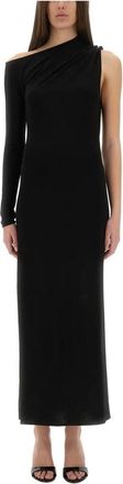 Courr&egrave;ges One Shoulder Crepe Jersey Lange Jurk - Dames - Casual kleedjes - Zwart - S - Kleedjes