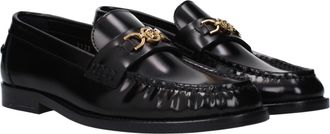 Versace Womens Black Leather Slip-On Loafers