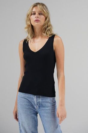 LnA V Slim Ribbed Tank in Black at Nordstrom, Size X-Small