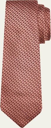 Kiton Mens Geometric Jacquard Silk 7-Fold Tie