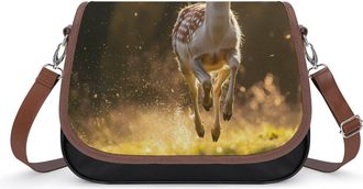 Generic Running Deer Crossbody Bags for Women Fashion Leather Shoulder Handbags With Adjustable Strap