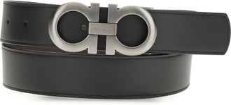 Ferragamo Mens Belt Double Black Leather Calf