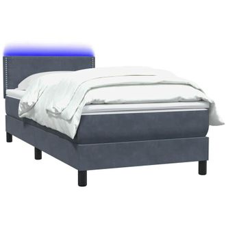 vidaXL Cama Box Spring Con Colch&oacute;n Terciopelo Gris Oscuro 90x220 Cm Vidaxl