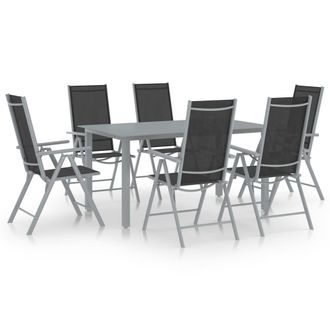 vidaXL Vidaxl - Set De Comedor Para Jard&iacute;n 7 Piezas Aluminio Plata Y Negro