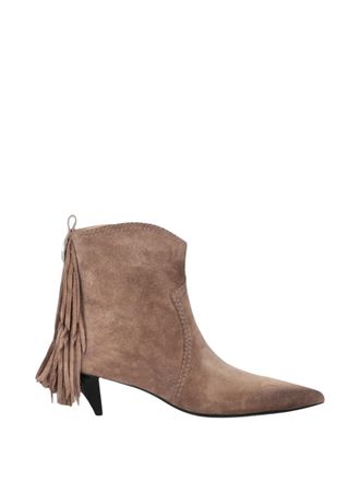 Pinko Soft Suede Ankle Boots With Playful Tassels