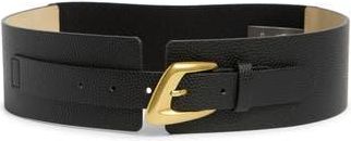 Vince Camuto Asymmetrical Buckle Stretch Faux Leather Belt in Black at Nordstrom Rack, Size Large/x-Large