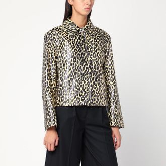 Jil Sander Giacca leopardata in tela spalmata