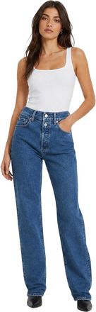 Replay Rechte jeans met twee knopen voor dames (Blauw)