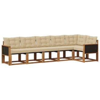 vidaXL Conjunto De Sof&aacute;s De Exterior Con Coj&iacute;n 6 Pcs Natural Y Beige Vidaxl