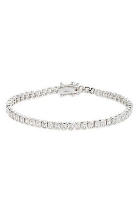 Nordstrom Baguette Cubic Zirconia Bezel Tennis Bracelet in Clear- Silver at Nordstrom Rack