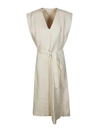 Incotex Lia V-Neck Belted Midi Dress