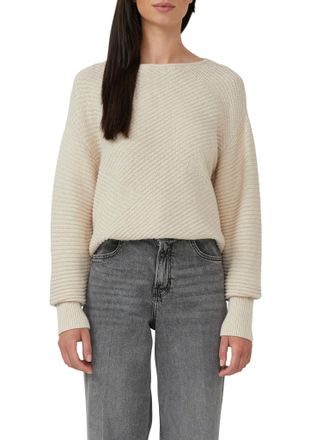 s.Oliver Strickpullover S.OLIVER, Damen, Gr. 36, light beige melange, Strick, Obermaterial: 60% Baumwolle, 40% Polyacryl, unifarben, weit h&uuml;ftbedeckend, Rundha