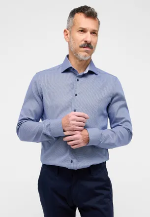 Eterna Langarmhemd ETERNA SLIM FIT, Herren, Gr. 42, Normalgr&ouml;ssen, blau, 100% cotton, schmal, Manschette, Hemden Langarmhemd, NON IRON (b&uuml;gelfrei)