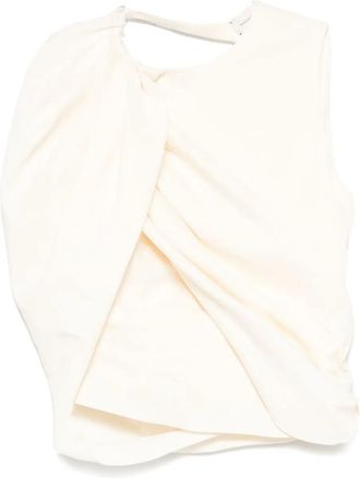 Magda Butrym asymmetric draped top - women - Viscose/Linen/Flax/Elastane - 36 - Neutrals