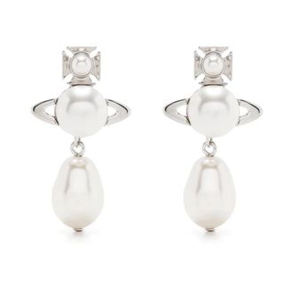 Vivienne Westwood Nep-Parel Orb Oorbellen Vlinder Sluiting - Dames - Oorbellen - Grijs - ONE Size - Accessoires