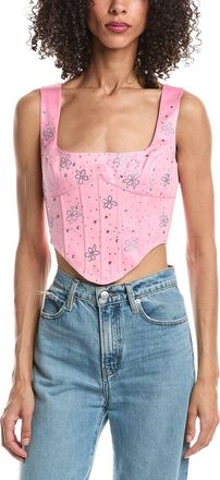 Guizio Satin Beaded Lace-Up Bustier