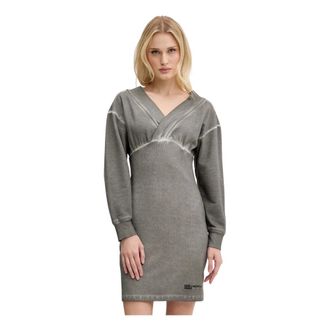 Karl Lagerfeld Dames, Jurken, Grijs, Maat: XL Katoen