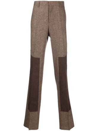 Moschino tailored-cut panelled trousers - men - Elastane/Acrylic/Silk/Polyester/Virgin Wool/Acetate/Cupro - 44 - Brown