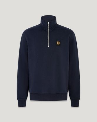Belstaff Sudadera Con Cremallera De Un Cuarto Para Hombre Vell&oacute;n Algod&oacute;n Tinta Oscura 2xl