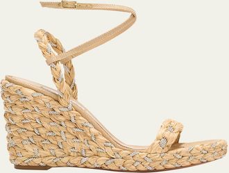 送料込/関税込■AQUAZZURA■Costiera Crystal ラフィア ウェッジ Costiera Wedge 120 BEIGE Aquazzura@ Official