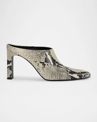 Toteme Bar 85MM Python-Embossed Leather Mules