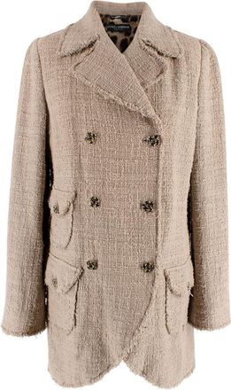 Dolce & Gabbana Beige Tweed Double Breasted Jacket Size M