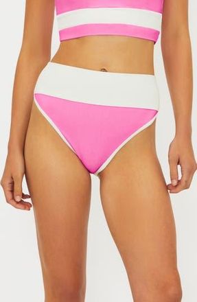 Beach Riot Emmy Colorblock High Waist Bikini Bottoms in Prism Pink at Nordstrom Rack, Size X-Large