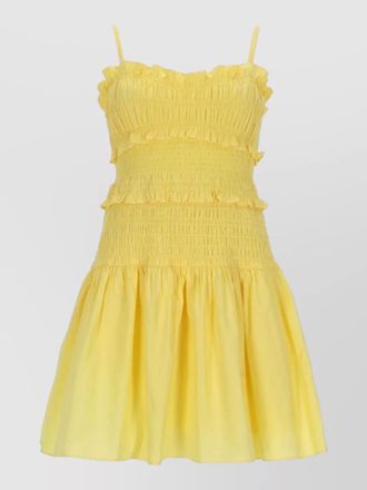 Michael Kors dress smocked bodice flared skirt straps