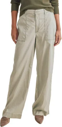 Splendid Colette Wide Leg Stretch Cotton Blend Pants in Eucalyptus Green at Nordstrom, Size X-Small