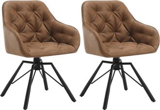 Woltu Woltu 2x Sill&oacute;n/silla De Comedor Acolchado Giratorio 360&deg; Moderno Para Sala De Espera En Elegante Pu Con Reposabrazos, Marr&oacute;n Claro