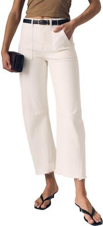 LE JEAN Utility Barrel Leg Jeans in White at Nordstrom, Size 23