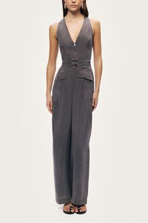 Nocturne Metal Belt Detail Jumpsuit in Anthracite at Nordstrom, Size X-Large Eu