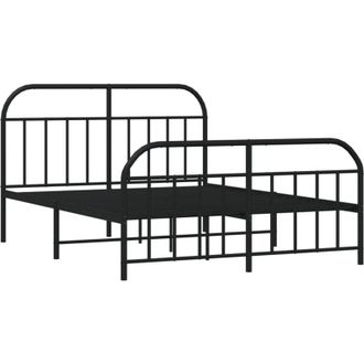 vidaXL Metal Bed Frame without Mattress with Footboard Black 160x200cm vidaXL