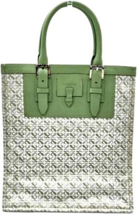 Loewe Tweedehands Canvas handtassen - Dames - Vintage Handtas - Groen - ONE Size - Leer - Vintage